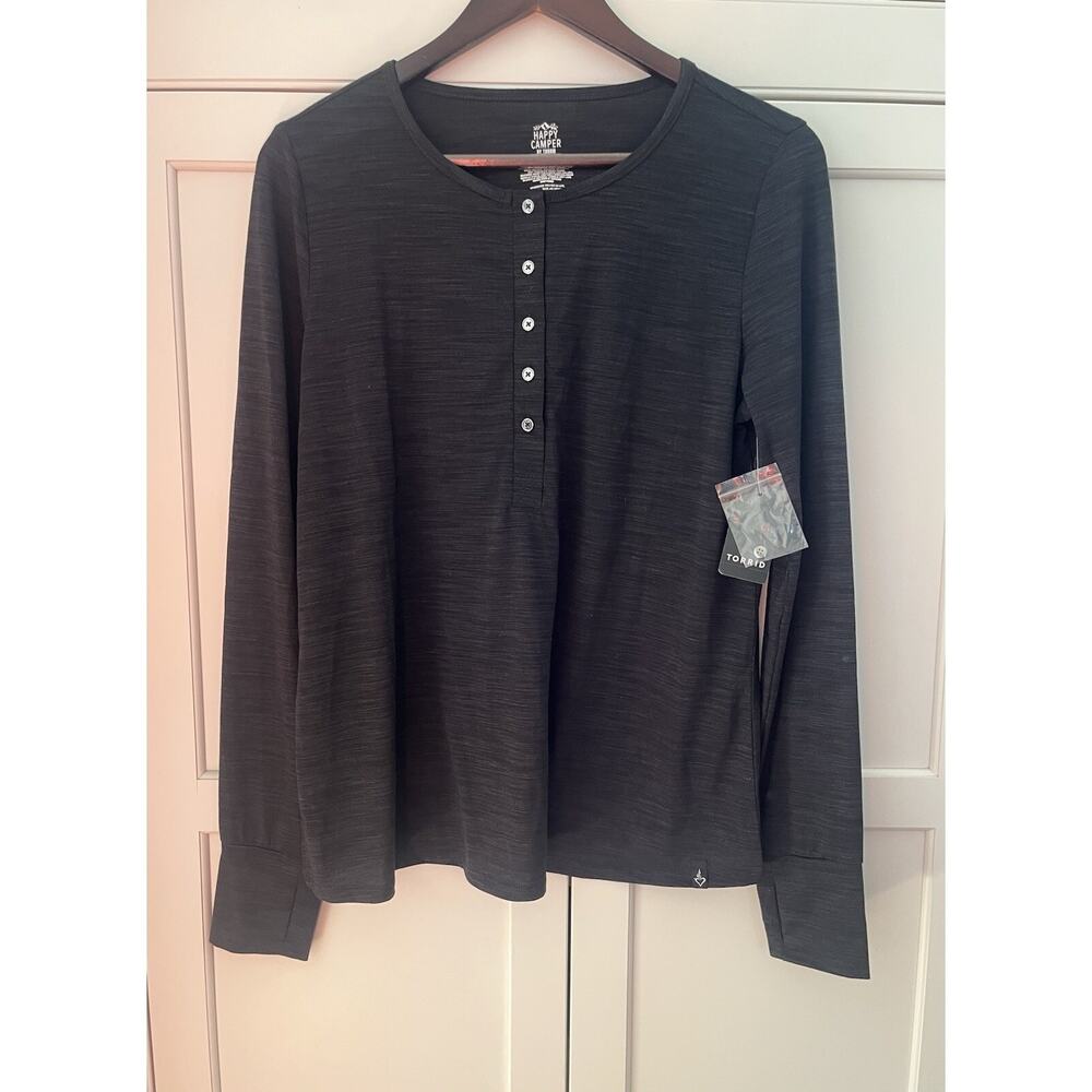 Torrid Happy Camper long sleeve top Sz. M/L grey NWT